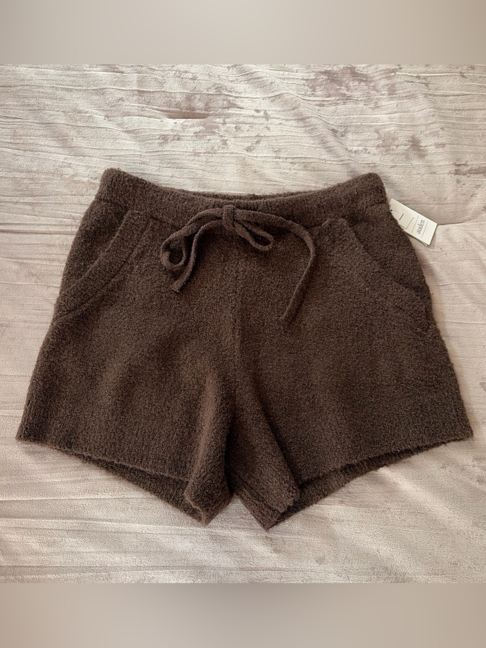 Auden Sweater Knit Drawstring Lounge Shorts - Brown Sz XS